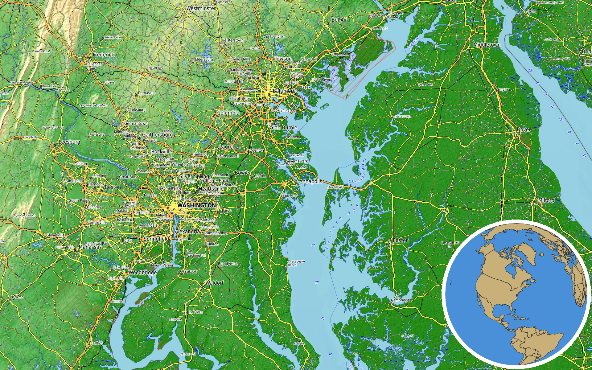 OpenTopoMap / Natural Earth - Elkton, Maryland