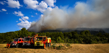 Wildfires rage in southern France, as strong winds and heat worsen the situation.