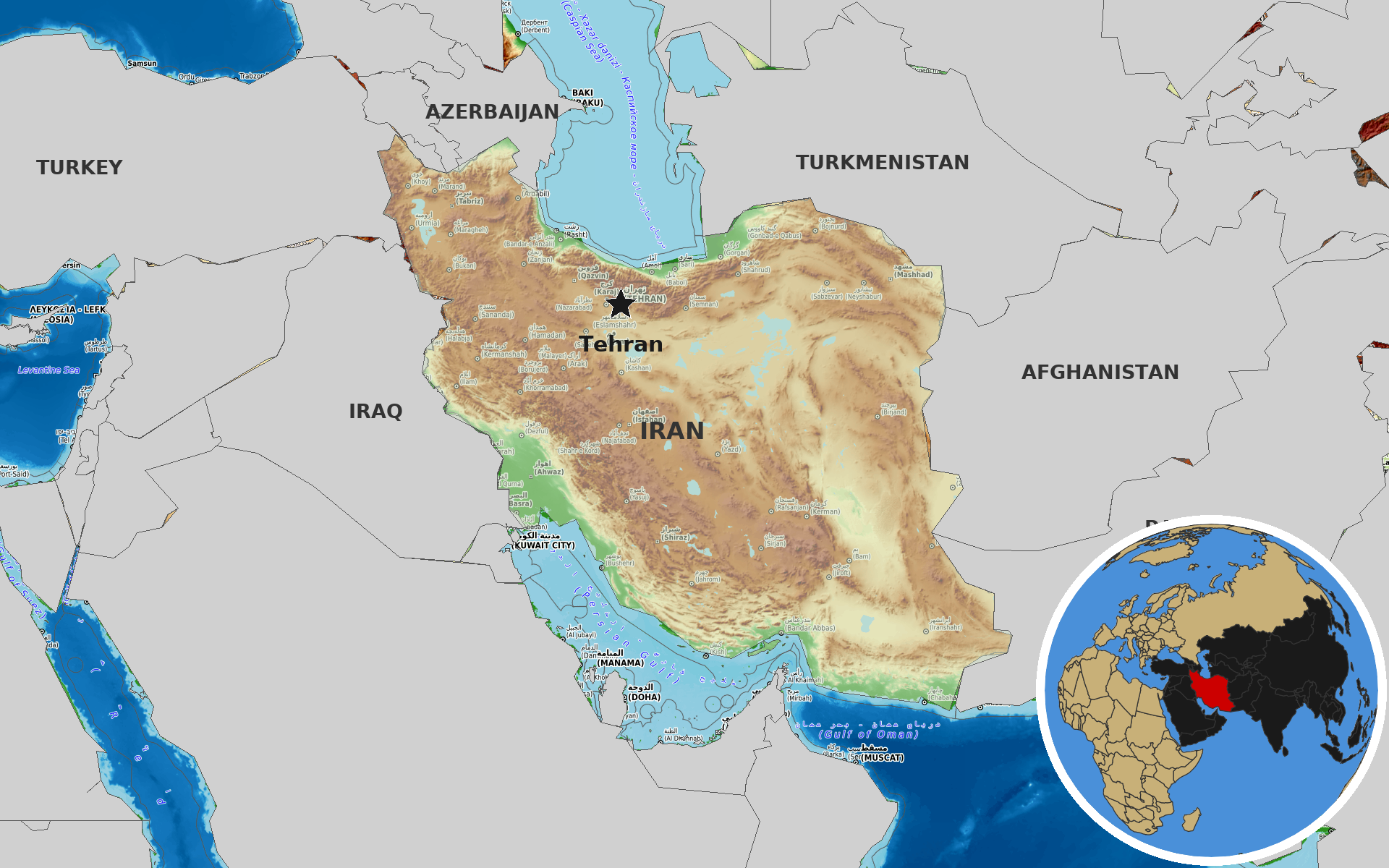 OpenTopoMap / Natural Earth - Iran
