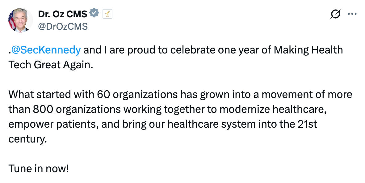 President Donald J. Trump's health technology initiative is highlighted in a social media post at WASHINGTON D.C.