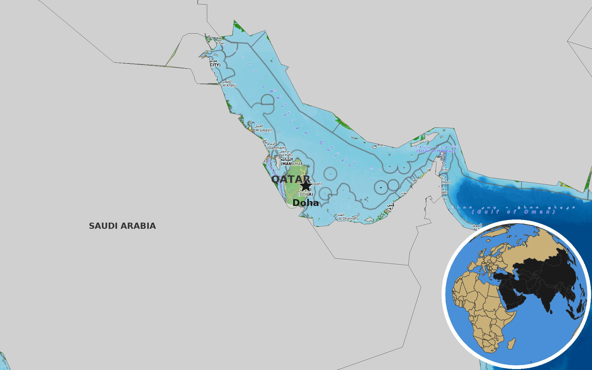 OpenTopoMap / Natural Earth - Qatar