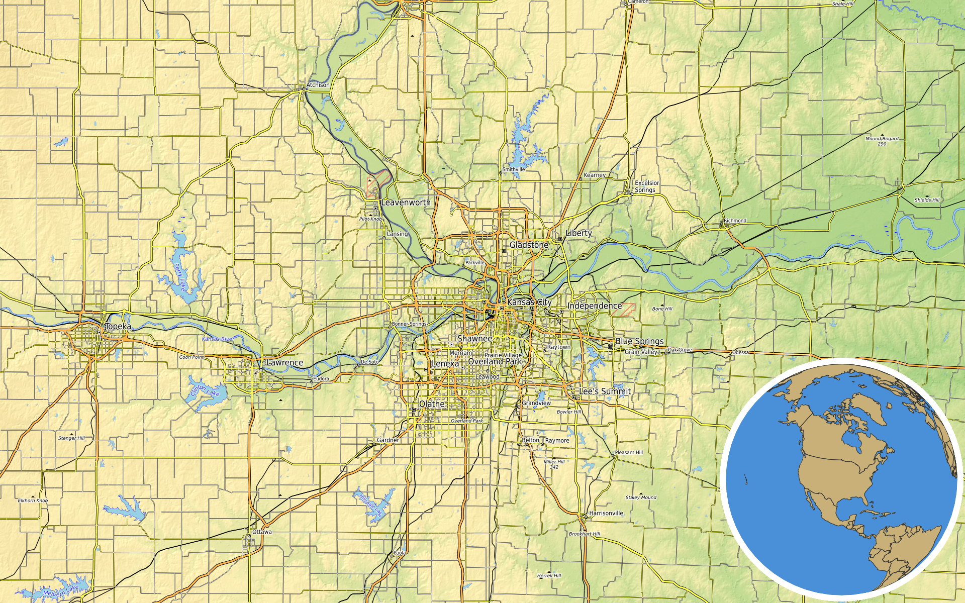 OpenTopoMap / Natural Earth - Kansas City, Kansas