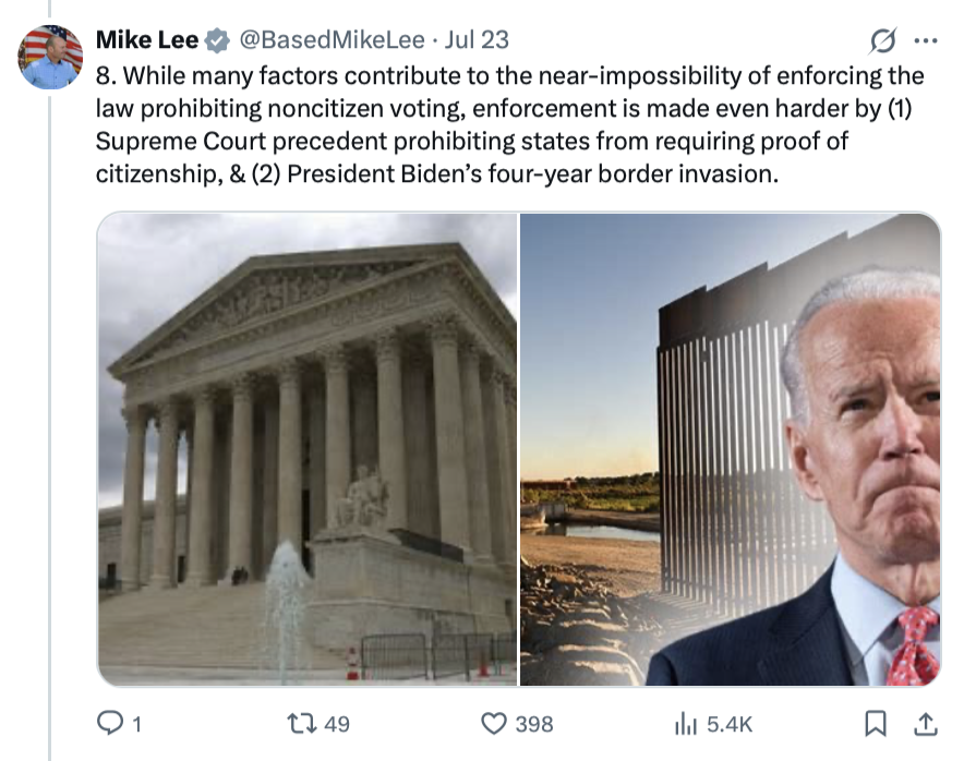 A social media post from U.S. Senator Mike Lee is displayed in Washington D.C.
