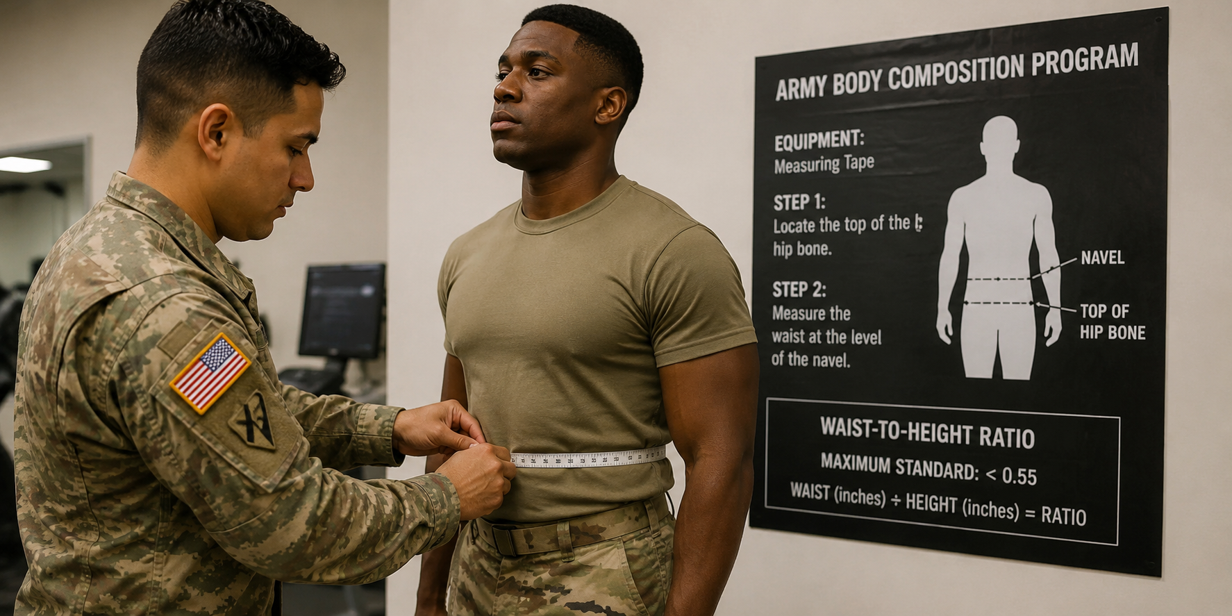 U.S. Army soldier undergoing a body composition evaluation as the military implements new fitness standards aimed at improving health and combat readiness in Washington on July 1, 2026 at 7:48 PM. Photo: AP/Reuters
