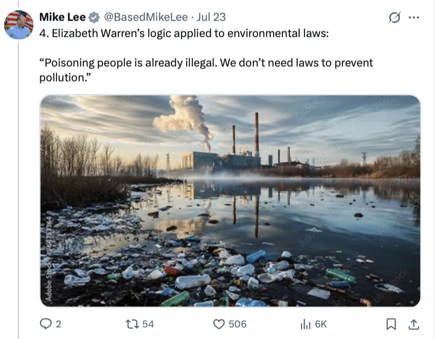 A factory and power station emit pollution over a wetland, as depicted in a screenshot posted on Truth Social in WASHINGTON D.C. on 07/26/2026.