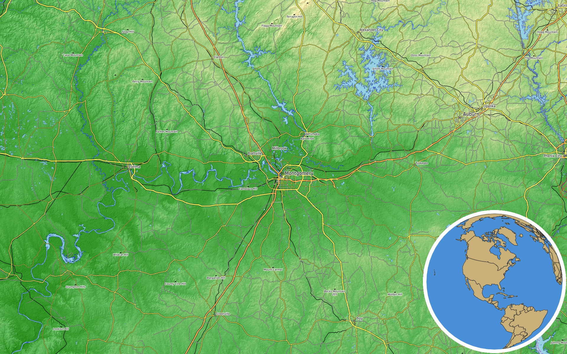 OpenTopoMap / Natural Earth - Redstone Arsenal, Alabama