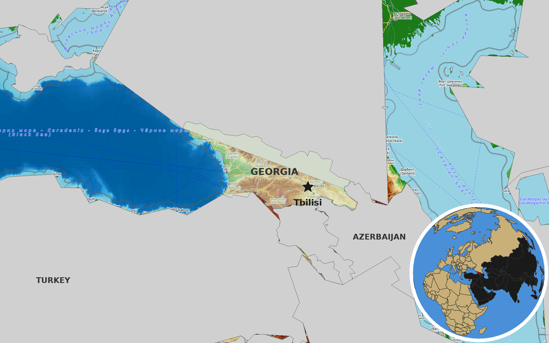 OpenTopoMap / Natural Earth - Georgia