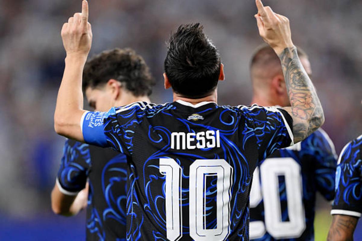Lionel Messi #10 celebrates after scoring his record 19th FIFA World Cup goal for Argentina against Jordan at Dallas Stadium in Arlington,Texas on June 28, 2026 at 6:21 AM. Photo: Paul Ellis/AFP via Getty Images