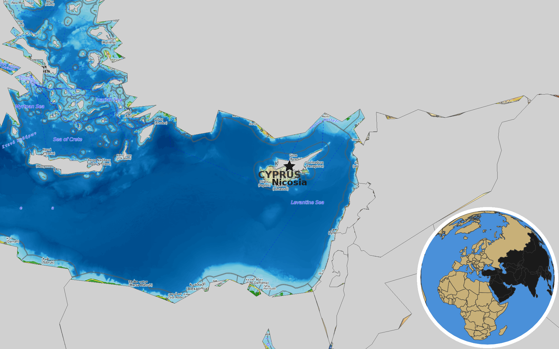 OpenTopoMap / Natural Earth - Republic Of Cyprus
