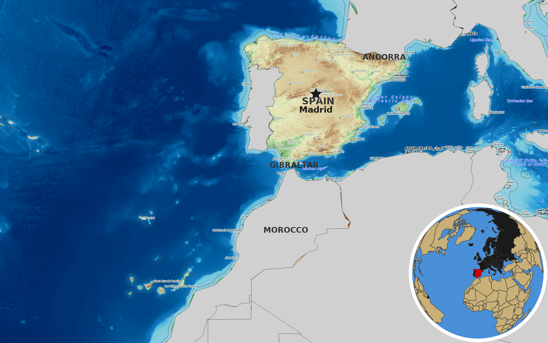 OpenTopoMap / Natural Earth - Spain