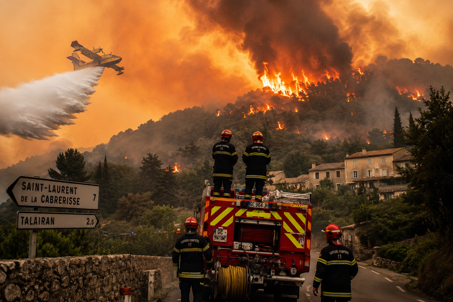 Firefighters battling with wind and hot climate to quench wildfires in Southern Paris on July 2, 2026 at 8:33 PM. Photo: AP/Reuters