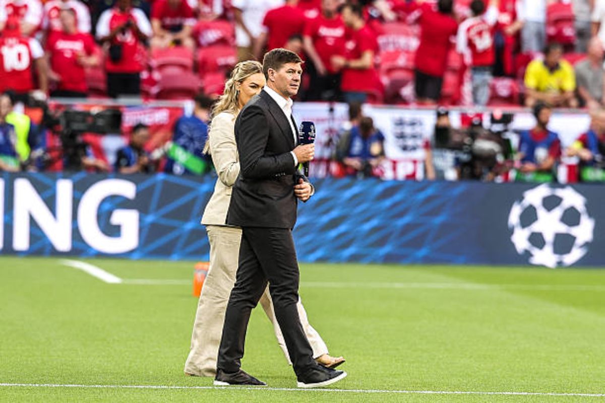 Former Liverpool player, Steven Gerrard, prior to the UEFA Champions League Final match between Paris Saint Germain and Arsenal at the Puskas Ferenc Stadium in Budapest, Hungary on June 30, 2026 at 10:30 AM. Photo: Johnny Fidelin/Icon Sport via Getty Images