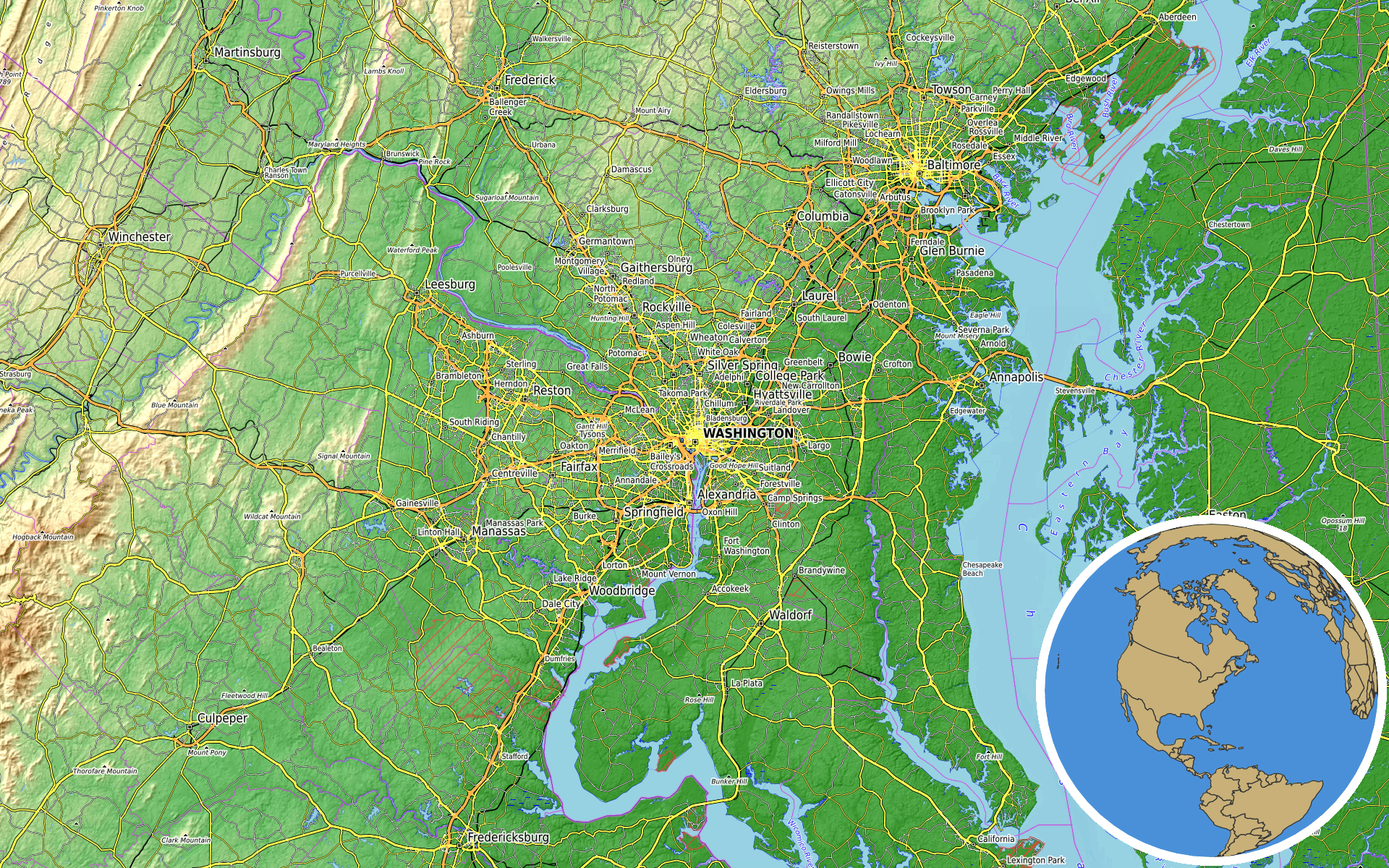 Source: OpenTopoMap / Natural Earth - Washington
Note: Map generated by NewsFindr for Washington on July 15, 2026 at 7:40 AM ET
