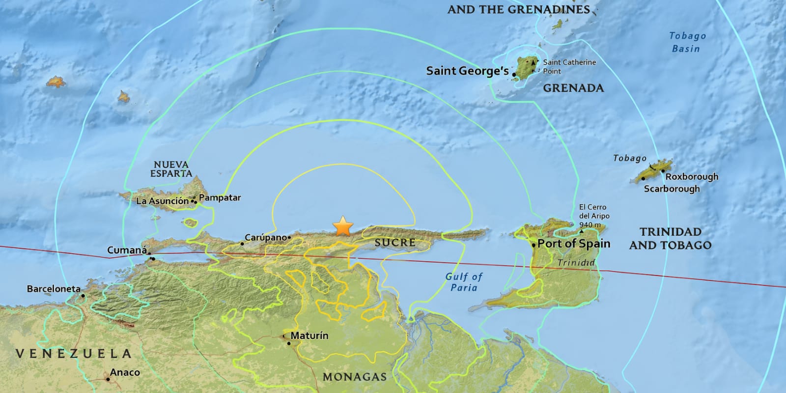 Seismic intensity map Showing effects of earthquake in Venezuela on June 27, 2026 at 2:06 PM. © Zenger News