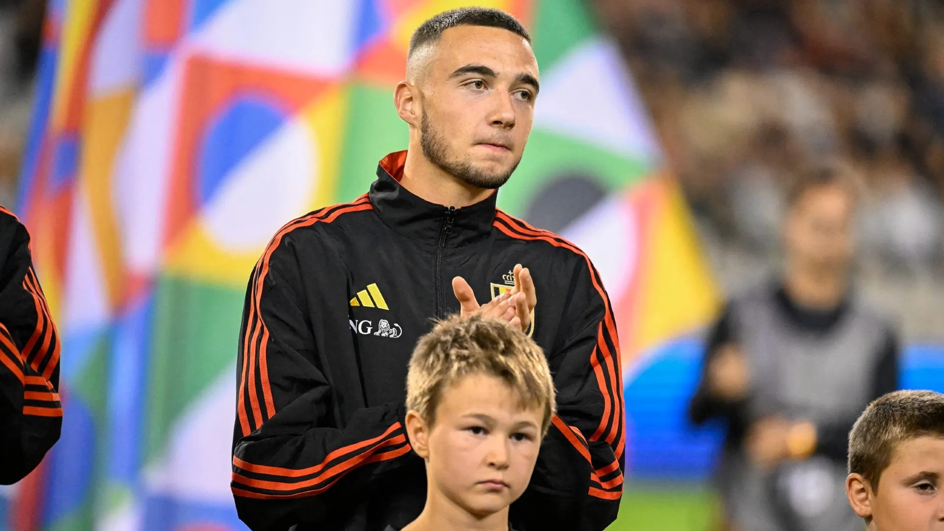 Zeno Debast applauds before the UEFA Nations League against Wales at the King Baudouin Stadium in Brussels, Belgium on September 22, 2022 at 11:07 PM. Photo: Reuters