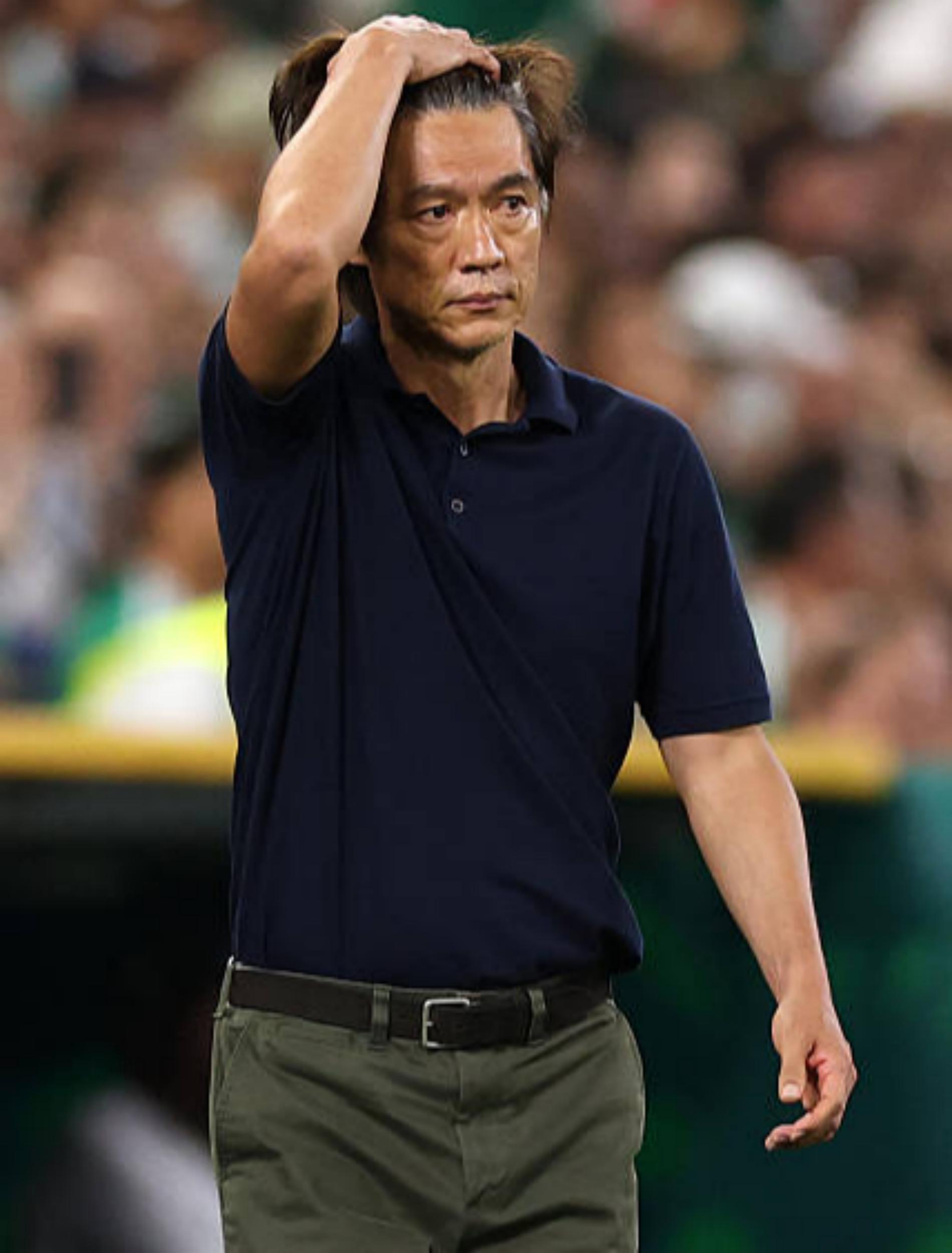 South Korea Head Coach Hong Myung-bo reacts during the FIFA World Cup 2026 Group A match between South Africa and Korea Republic at Monterrey Stadium in Mexico on June 24, 2026 at 7:25 PM. Photo: Carl Recine/Getty Images