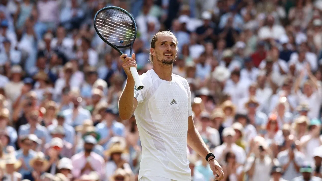 Alexander Zverev acknowledges the Centre Court crowd after defeating Britain's Arthur Fery in straight sets to reach his first Wimbledon men's singles final in London, England on July 10, 2026 at 10:36 PM. Photo: Reuters