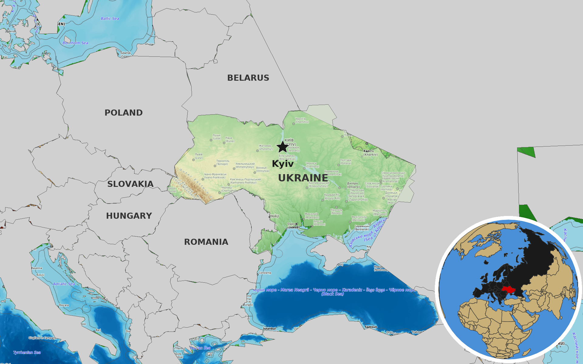 OpenTopoMap / Natural Earth - Ukraine