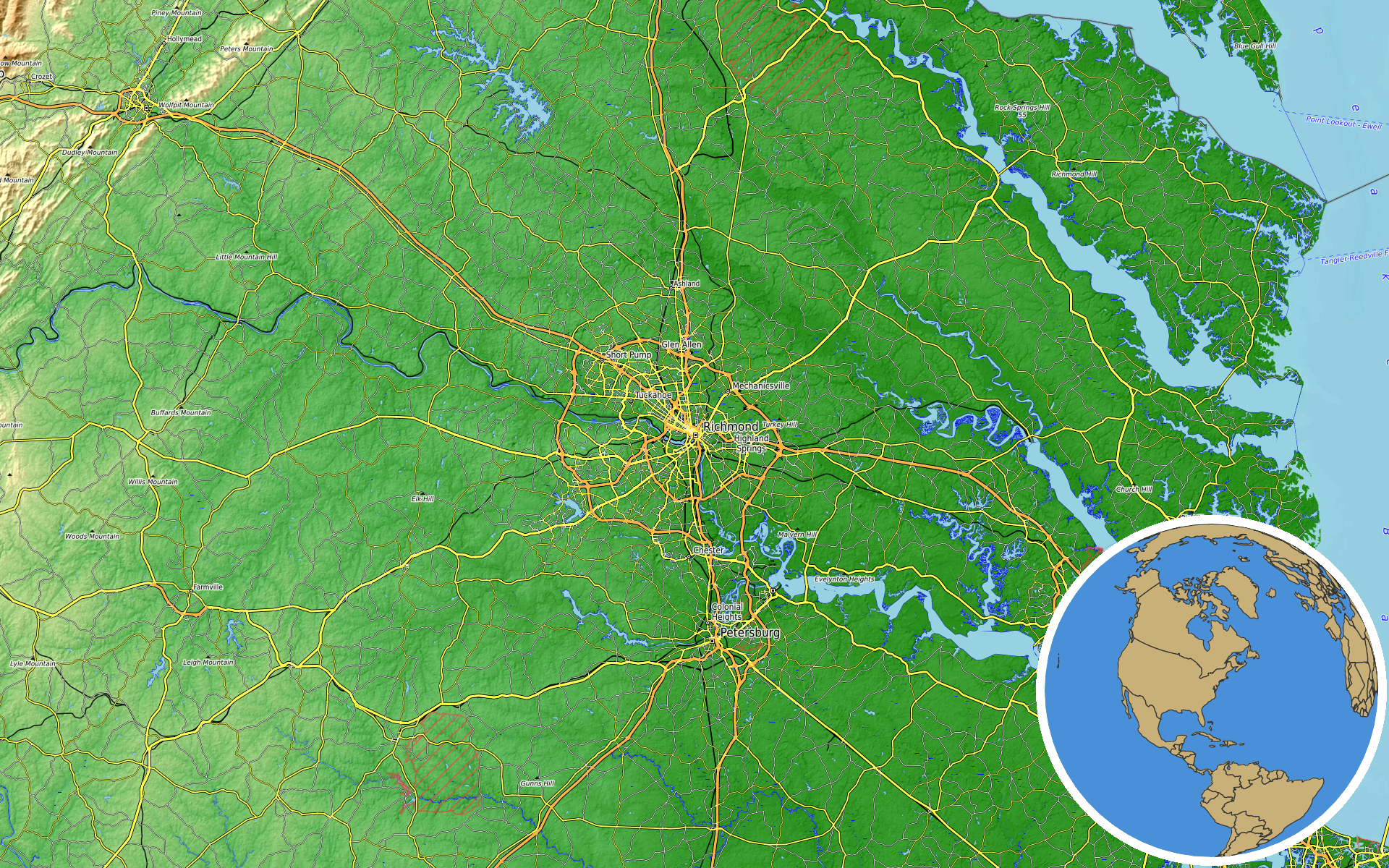 OpenTopoMap / Natural Earth - Michelle Fishbach, Virginia