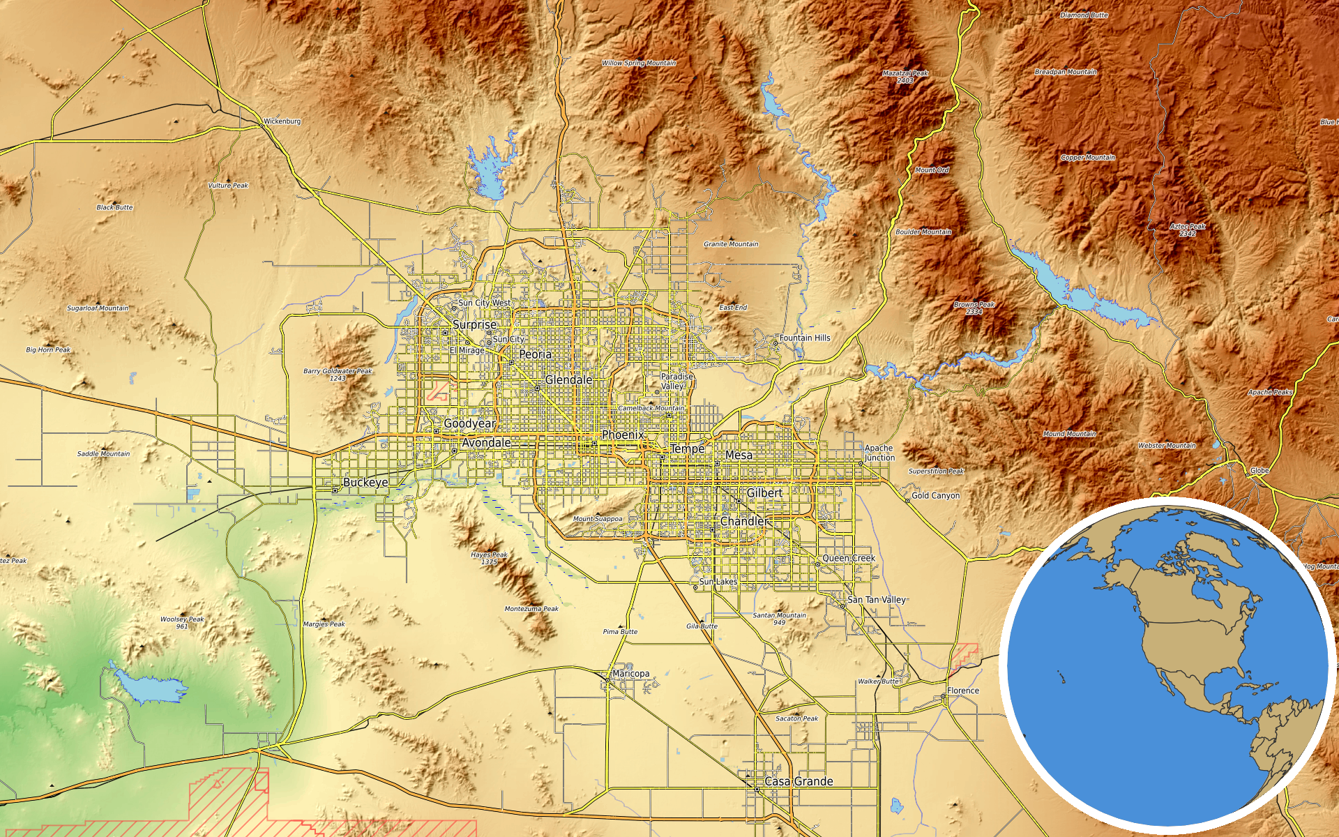 OpenTopoMap / Natural Earth - Scottsdale, Arizona