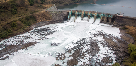 Floods breach reservoir in Nanning, China.