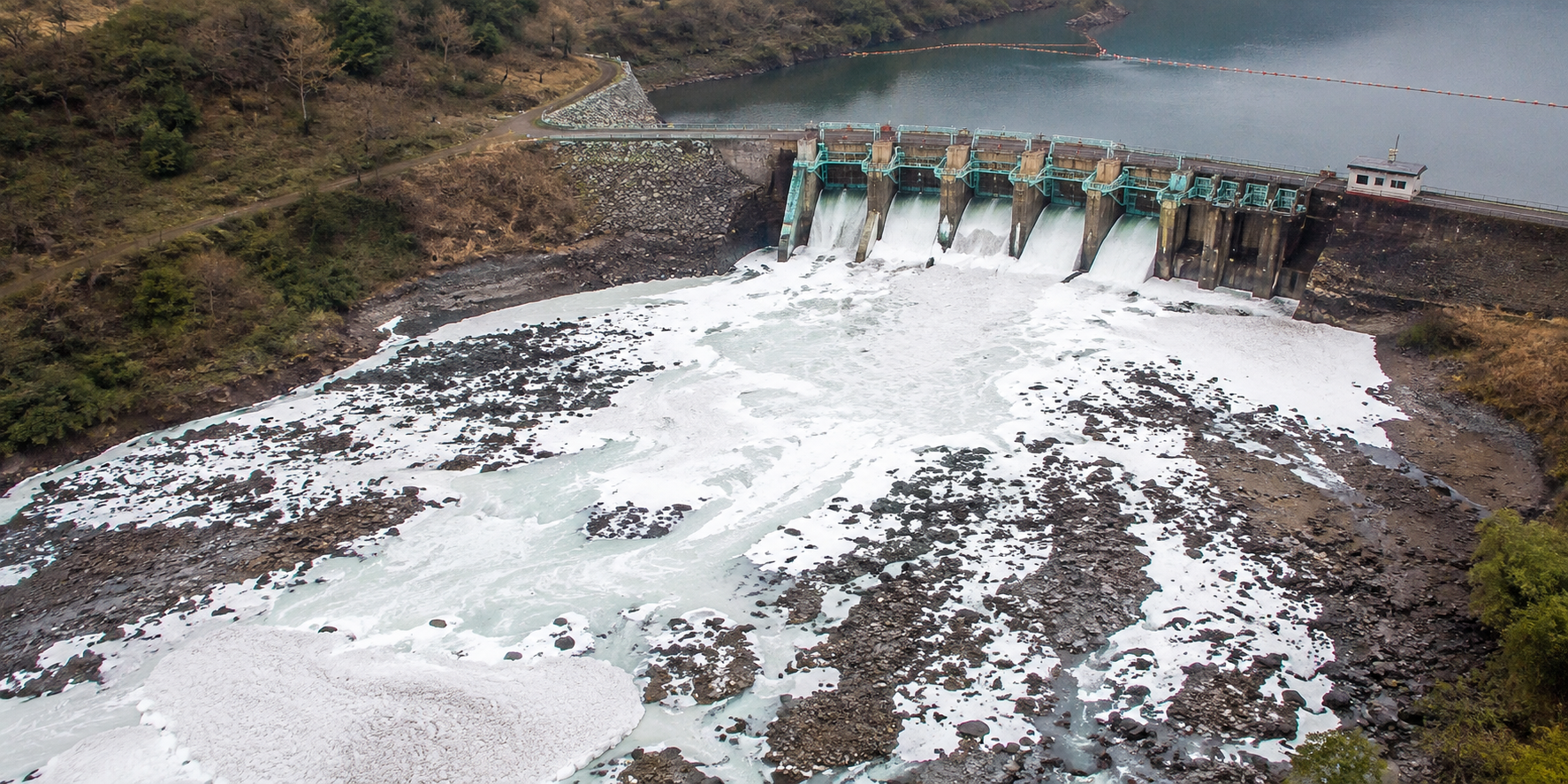 Floods breach reservoir in Nanning, China.
