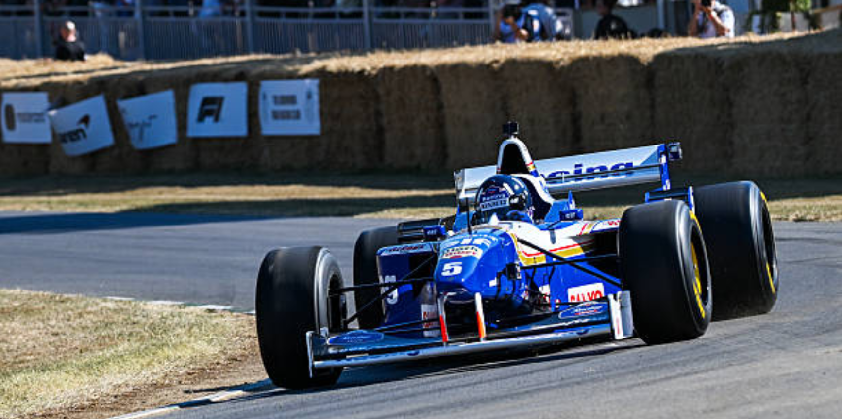 Former F1 World Champion Damon Hill drives his Williams-Renault FW18 during the Goodwood Festival of Speed at Goodwood Motor Circuit on July 11, 2026 in Chichester, England. Jakob Ebrey/Getty Images