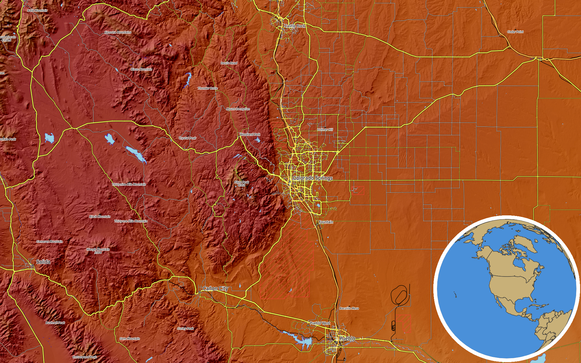 OpenTopoMap / Natural Earth - Colorado Springs, Colorado