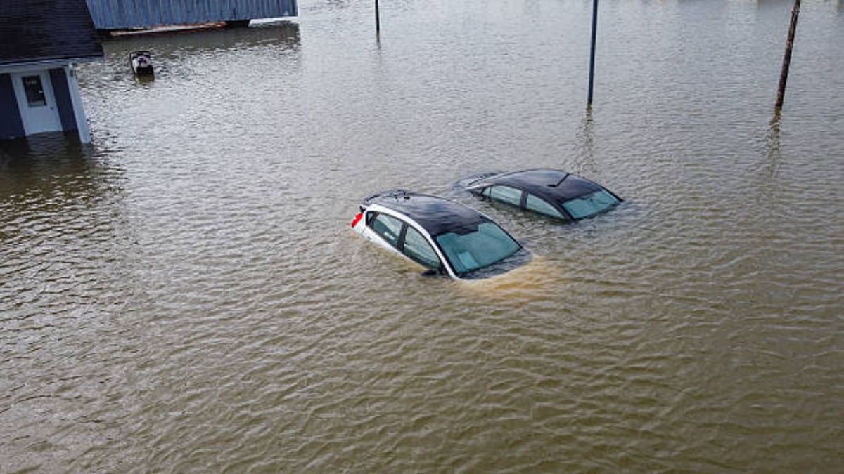 An aerial view of severe flooding in Kentucky. Violent storms battered the central-eastern United States, leaving people helpless and devastated in Frankfort, Kentucky. Photo: LEANDRO LOZADA/AFP. © 2026 Getty Images.