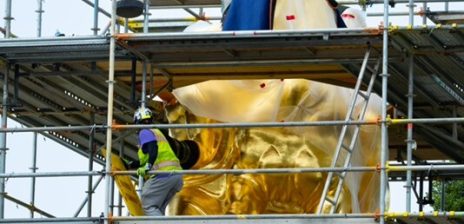 Trump Says Scaffolding Coming Down From Regilded Arts of War Statues