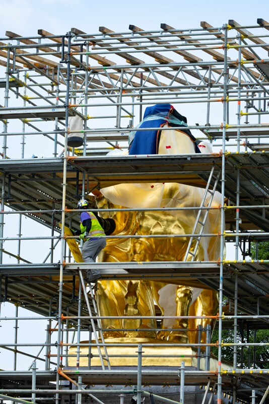 Trump Says Scaffolding Coming Down From Regilded Arts of War Statues