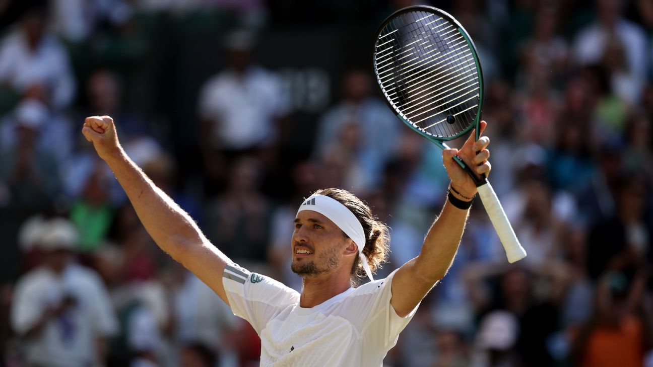 Alexander Zverev acknowledges the crowd after defeating Jiri Lehecka in the fourth round of the 2026 Wimbledon Championships at Centre Court, to reach his first Wimbledon men's singles quarter-final in London, England. Photo: Reuters.