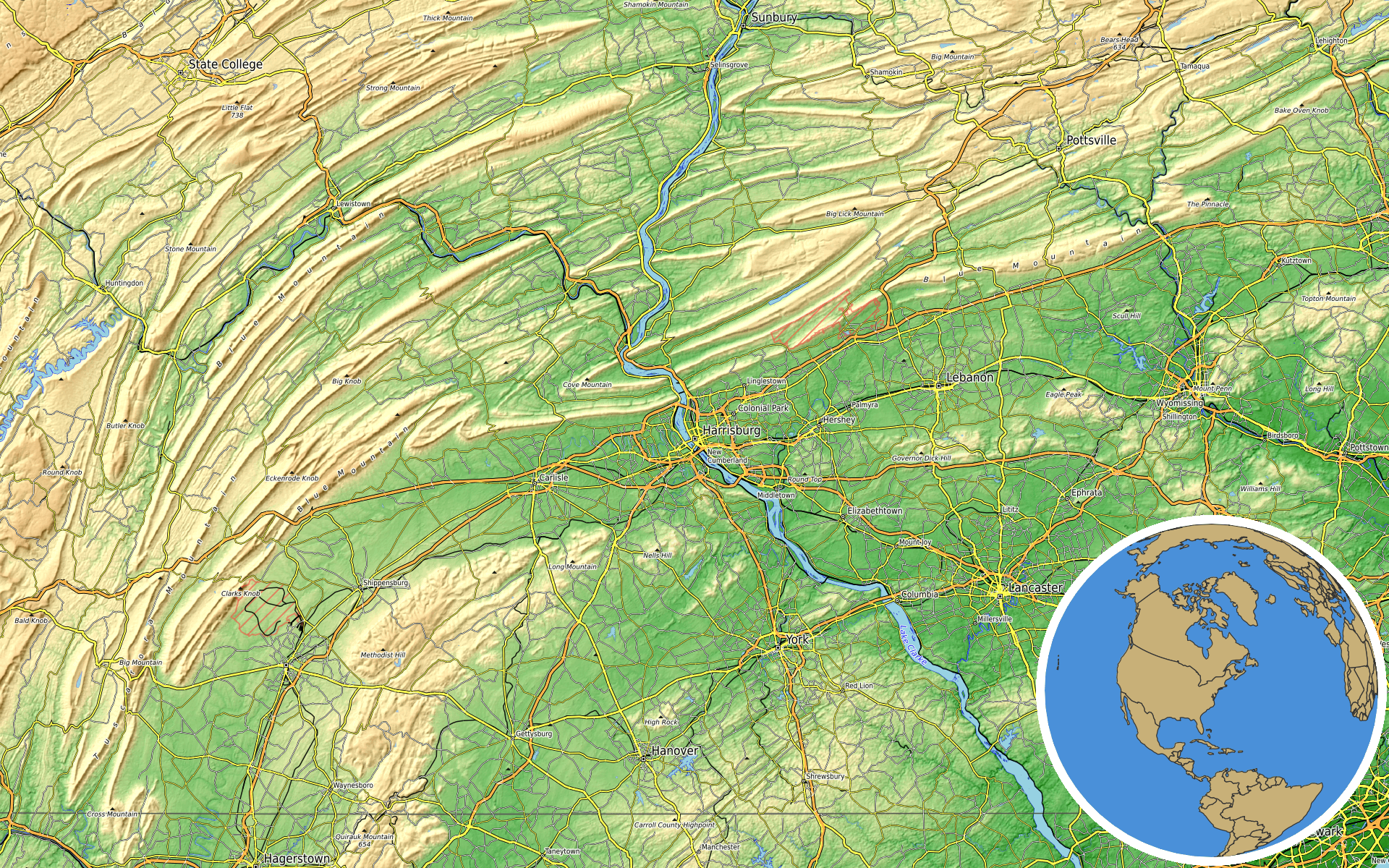 OpenTopoMap / Natural Earth - The Philadelphia Naval Business Center, Pennsylvania