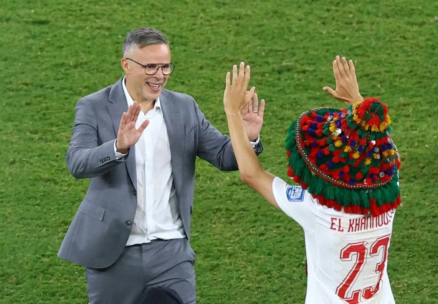Mohamed Ouahbi celebrates after winning against the Netherlands in Estadio BBVA, Mexico. Photo: Will/Reuters. © 2026