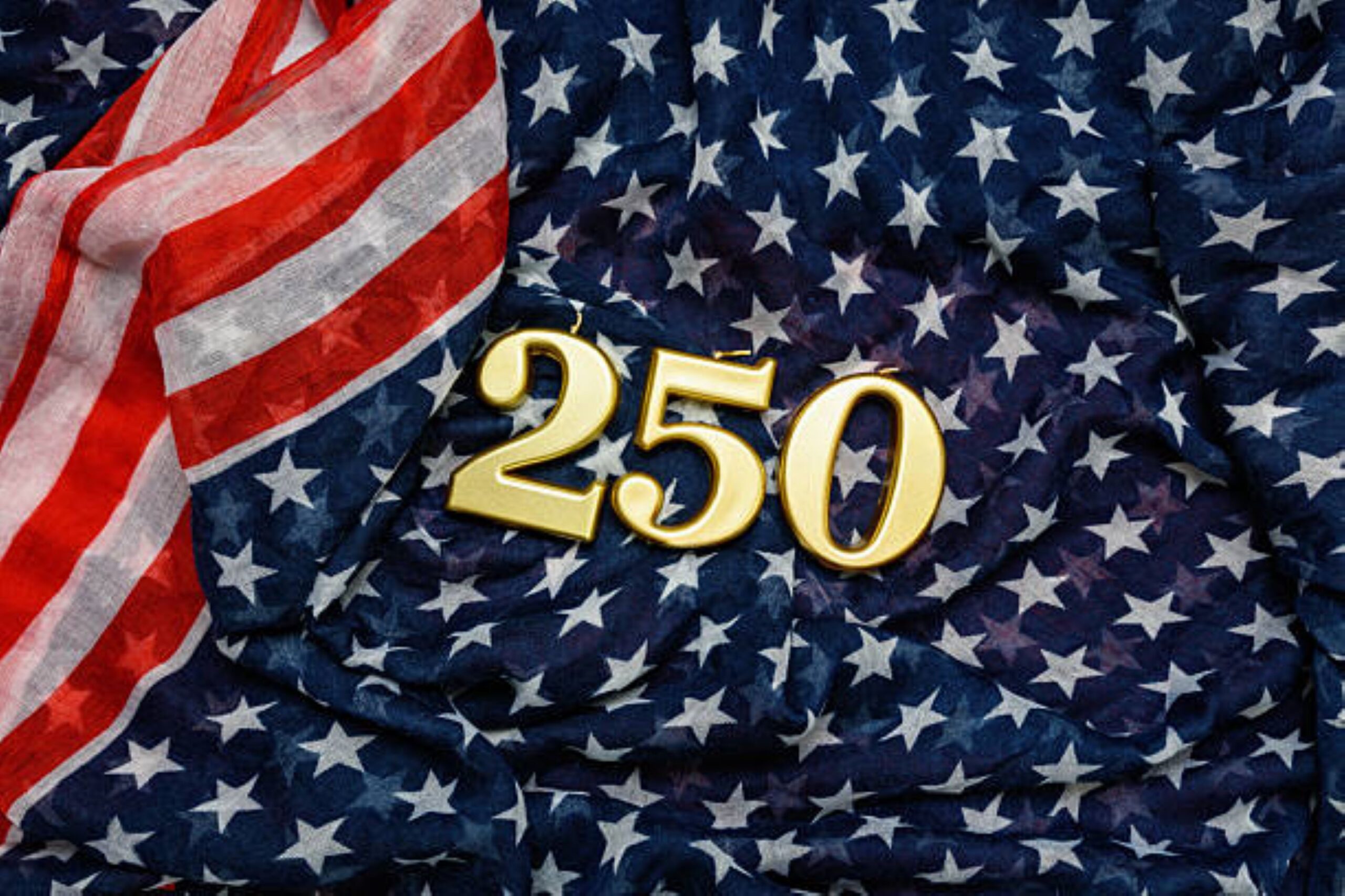 250 written on United States flag to symbolize its Independence in Washington, DC on July 4, 2026 at 6:26 PM. Photo: Nata Serenko/Getty Images. © Getty Images.