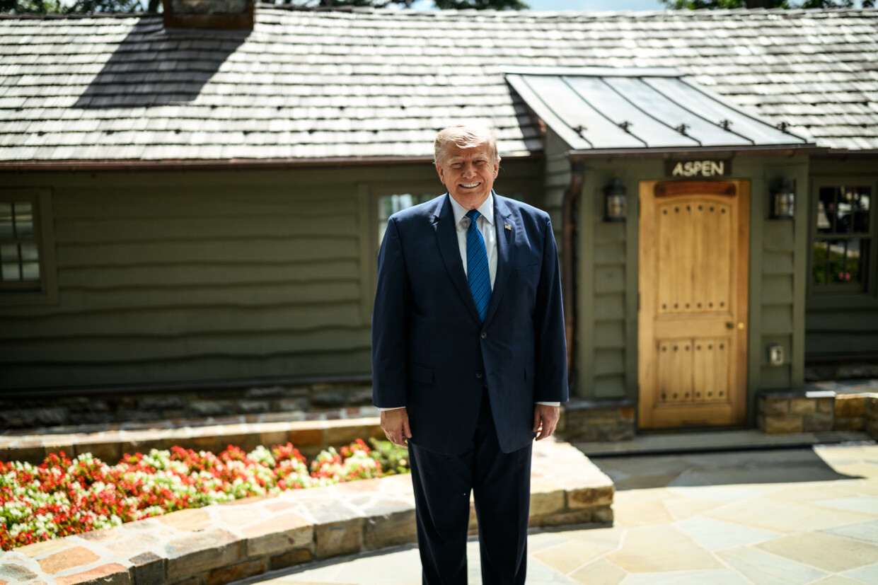 President Donald J. Trump posed at a lodge cabin in Aspen, Colorado, on 07/31/2026.