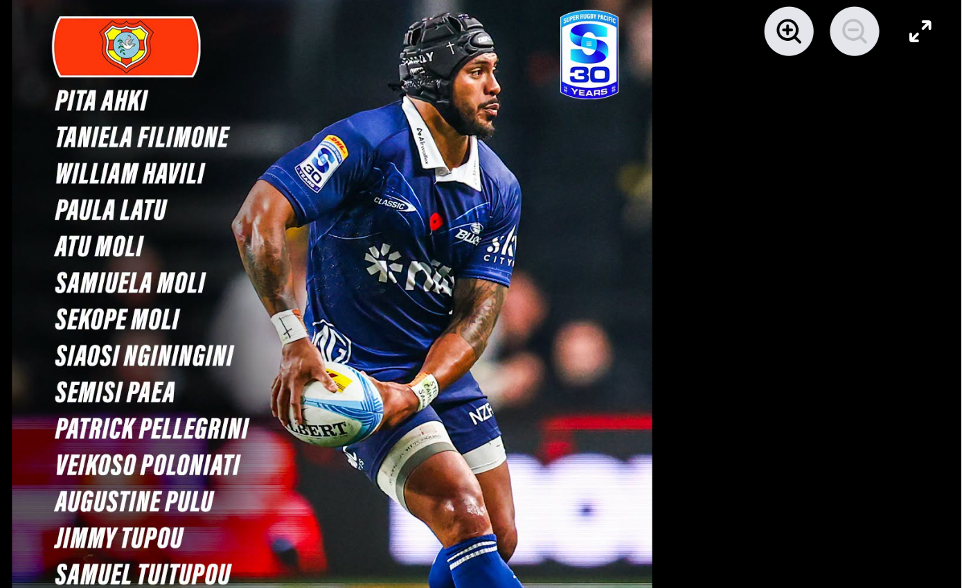 Ikale Tahi squad for the World Rugby Union Nations Cup 2026. June 2026 in Bologna, Italy.