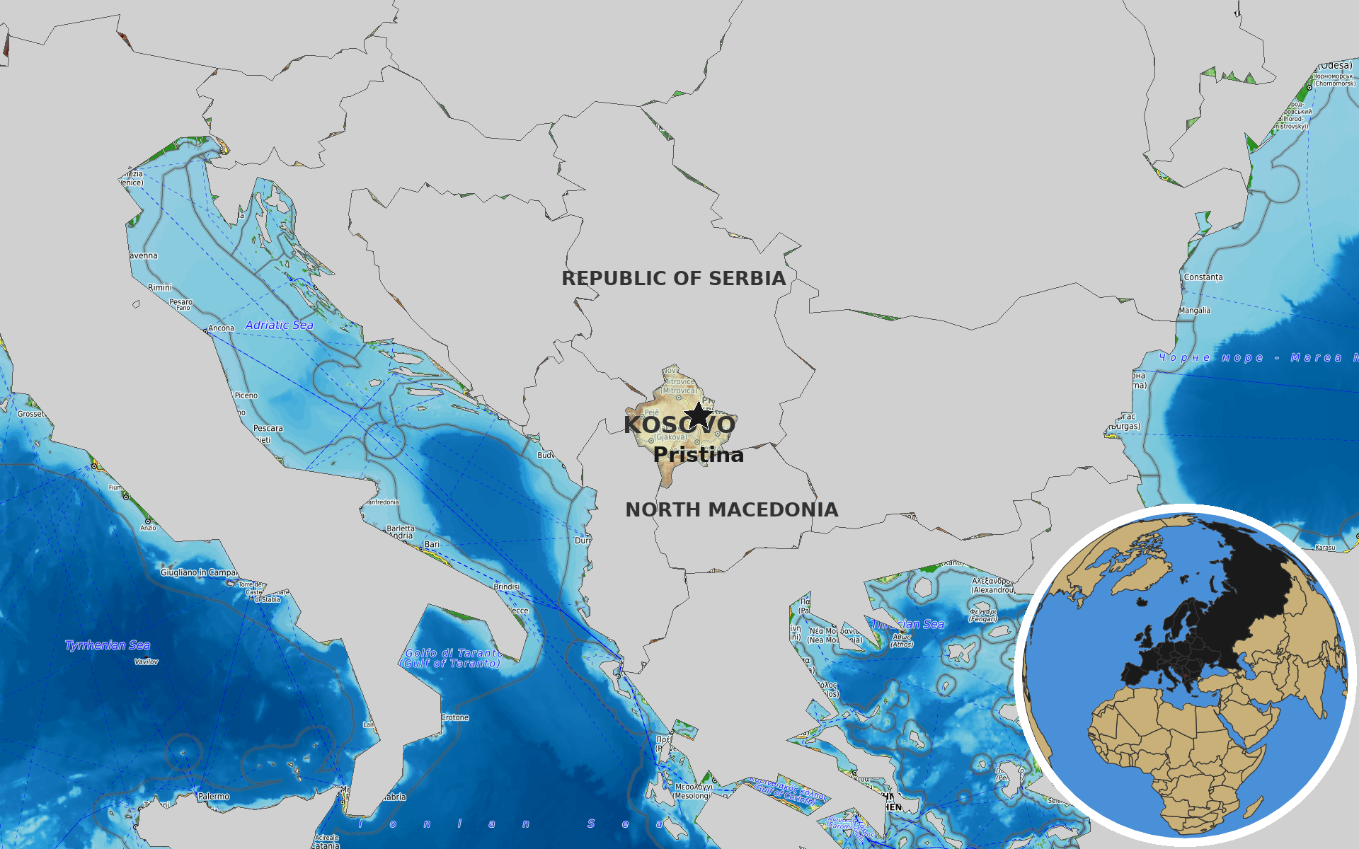 OpenTopoMap / Natural Earth - Kosovo