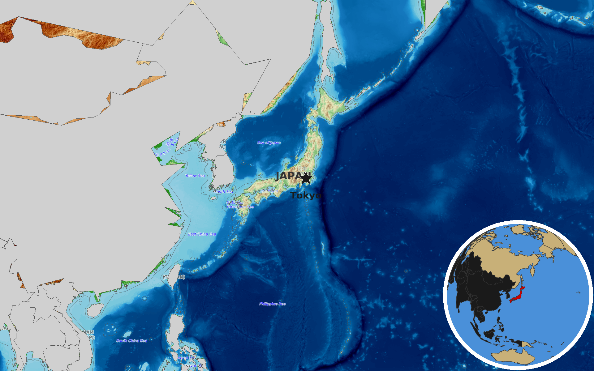 OpenTopoMap / Natural Earth - Japan