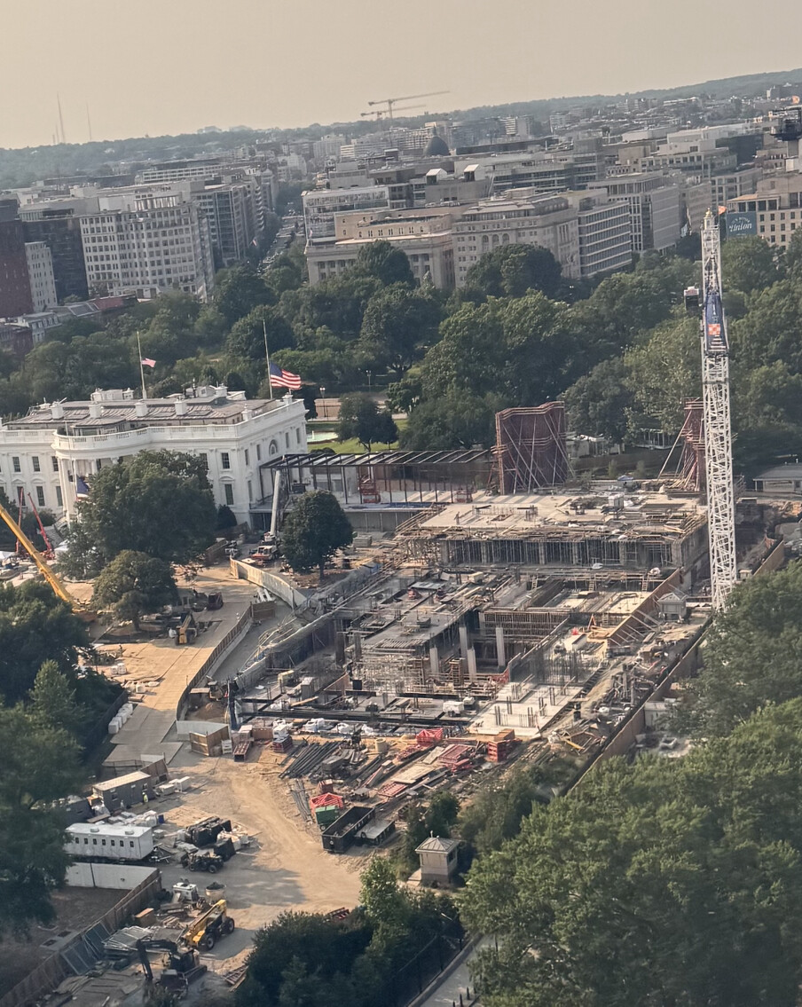 The White House East Wing is seen under construction in Washington D.C. on 08/04/2026.
