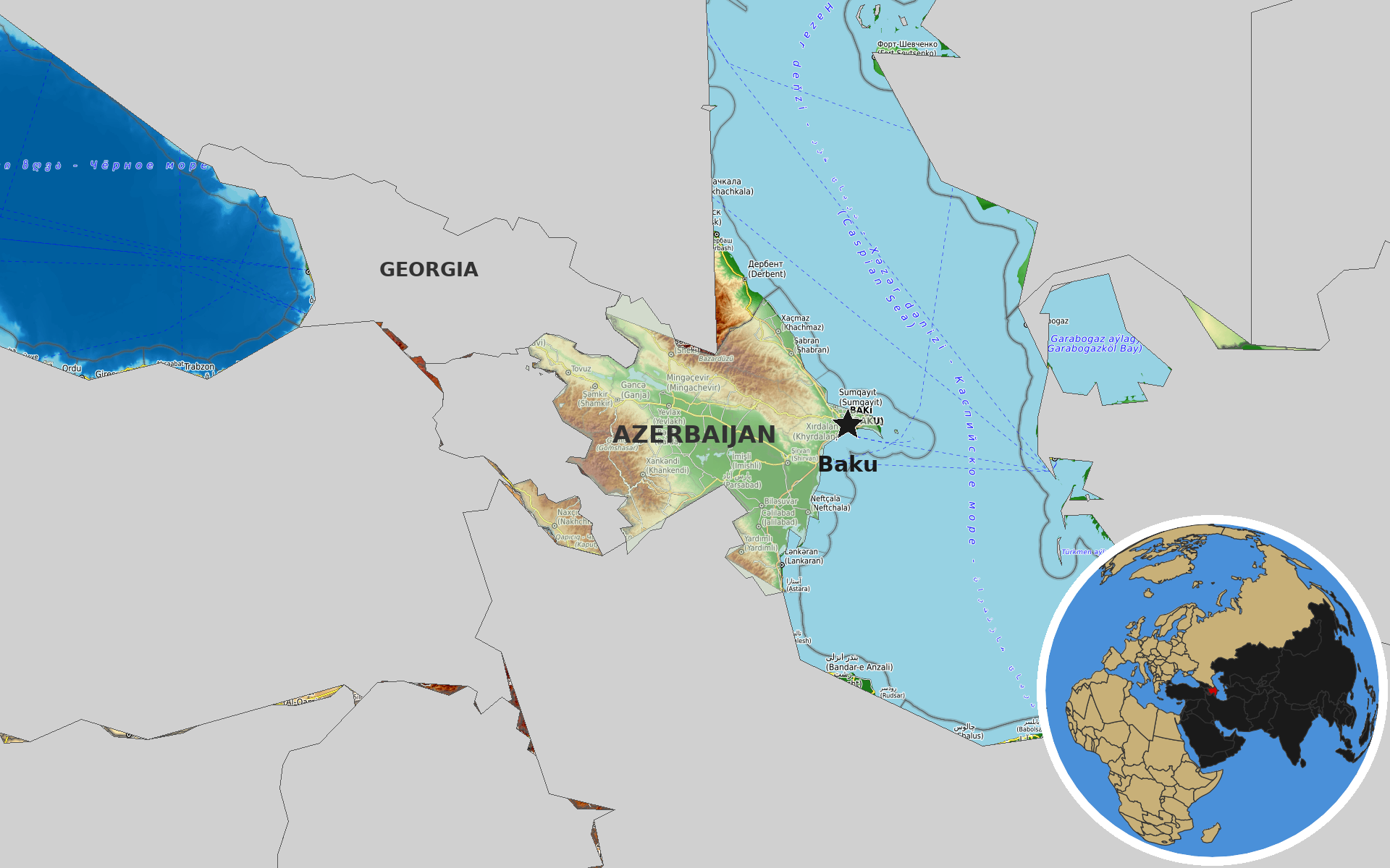 OpenTopoMap / Natural Earth - Azerbaijan
