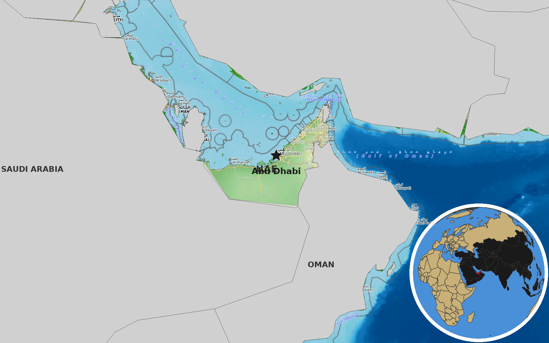 OpenTopoMap / Natural Earth - United Arab Emirates