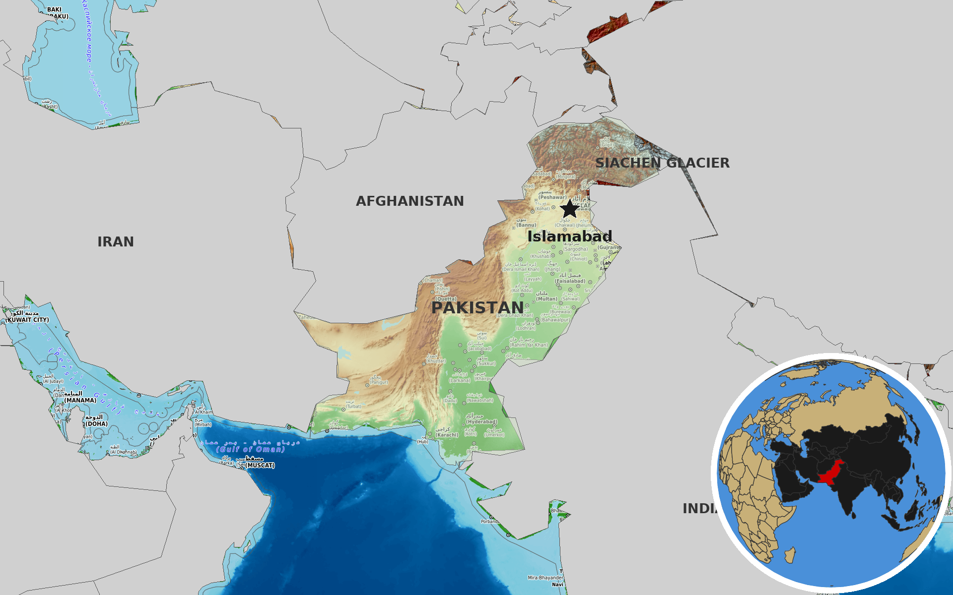 OpenTopoMap / Natural Earth - Pakistan