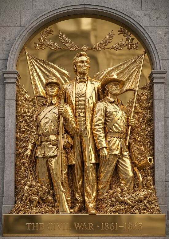 President Donald J. Trump posted an image of a Civil War memorial sculpture on Truth Social at WASHINGTON D.C.