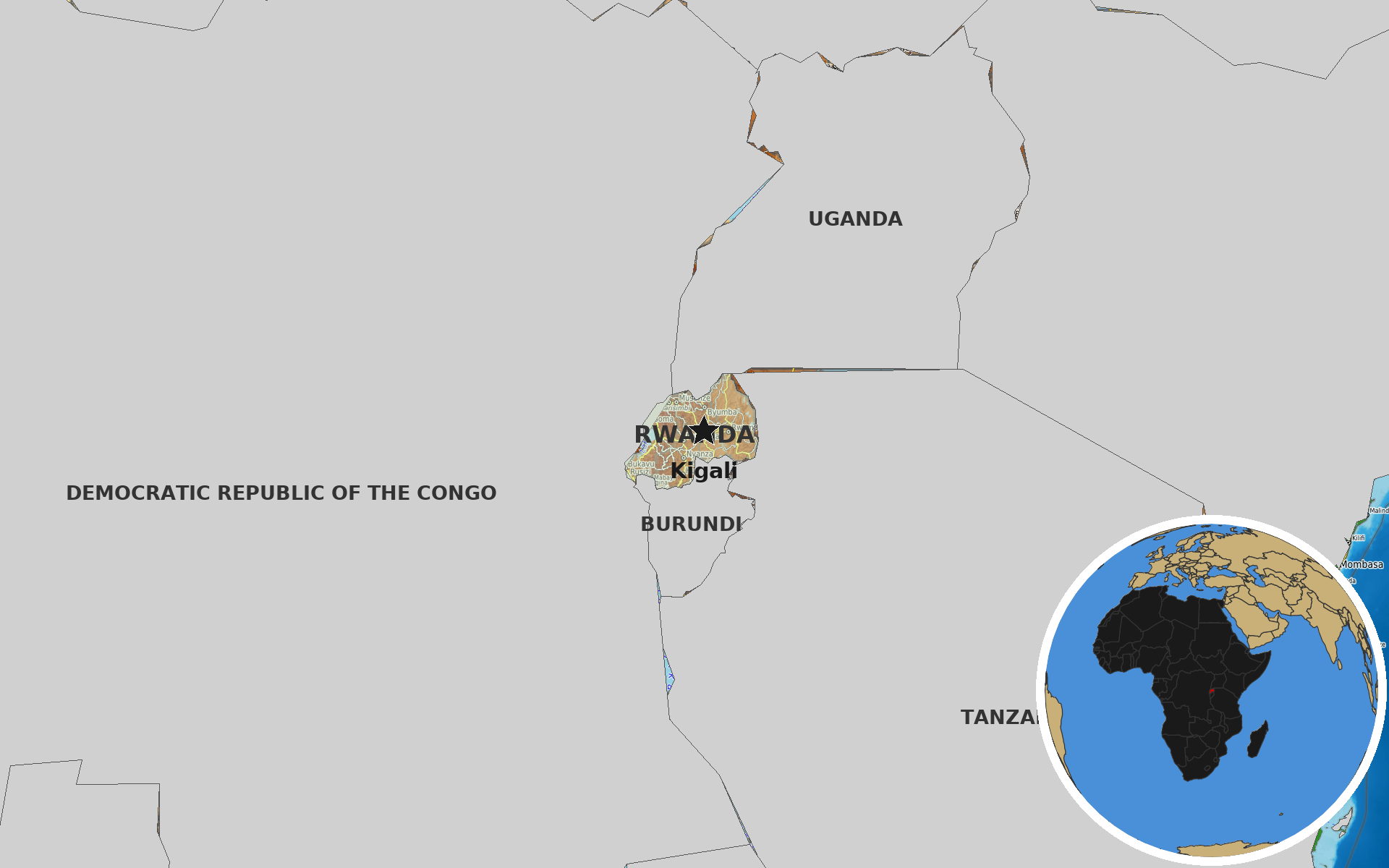 OpenTopoMap / Natural Earth - Rwanda