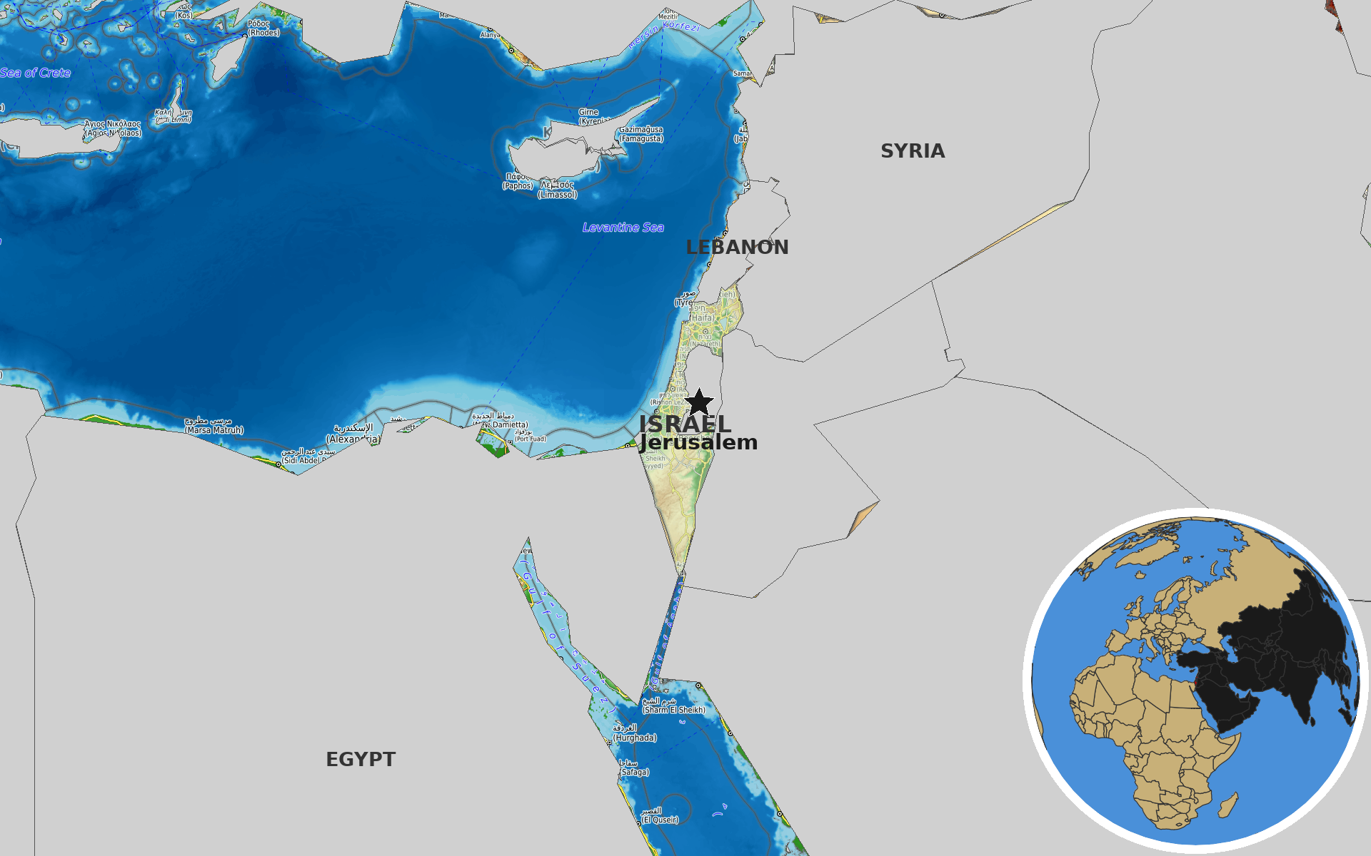 OpenTopoMap / Natural Earth - Israel