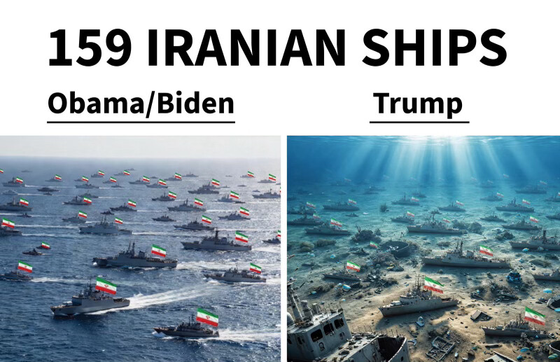 An Iranian naval ship sails through waves at sea on 08/01/2026. The image was shared as part of a social media post discussing Iranian naval activity and its implications for U.S.