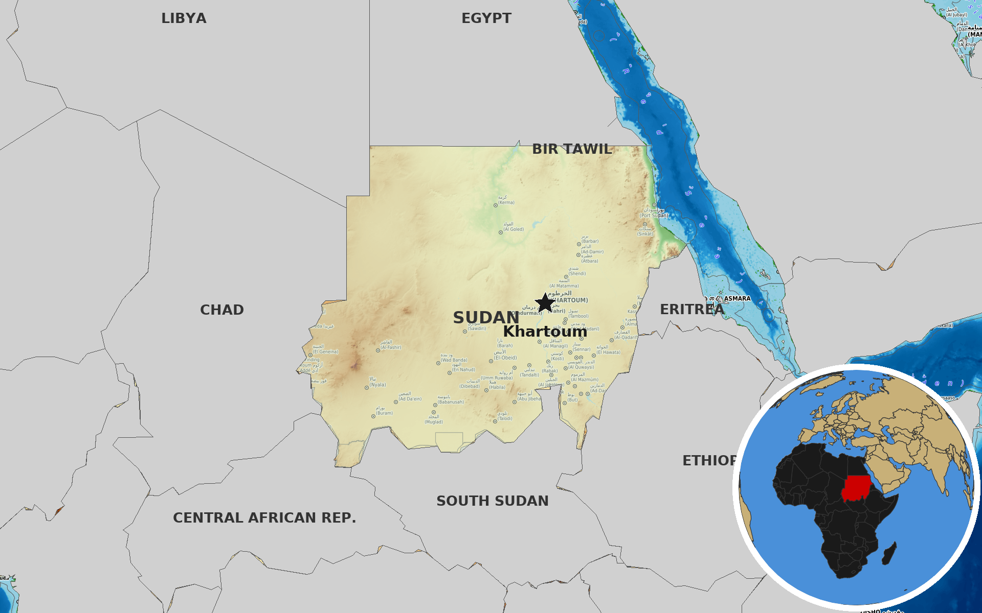OpenTopoMap / Natural Earth - Sudan