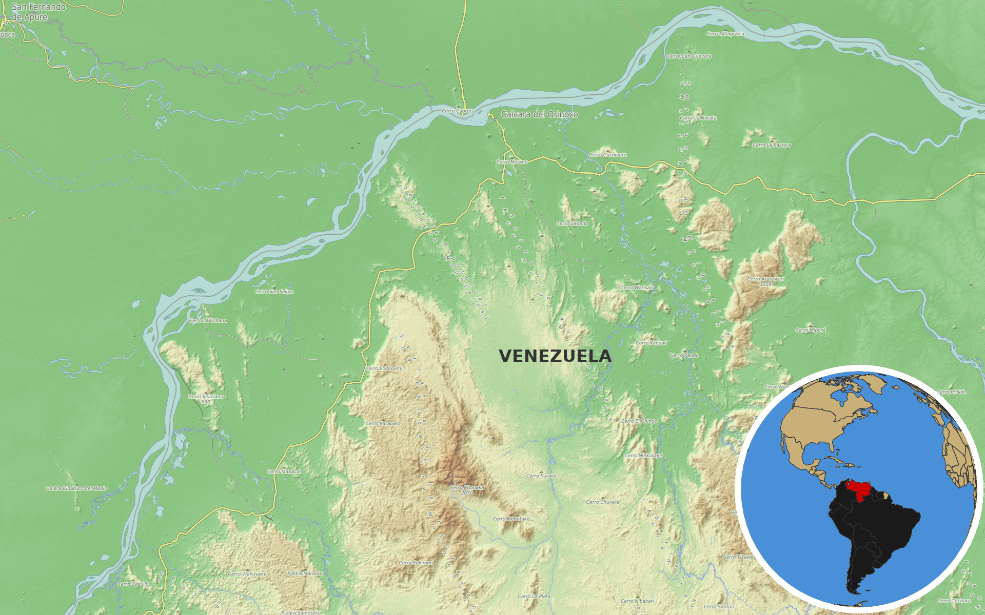 OpenTopoMap / Natural Earth - Venezuela