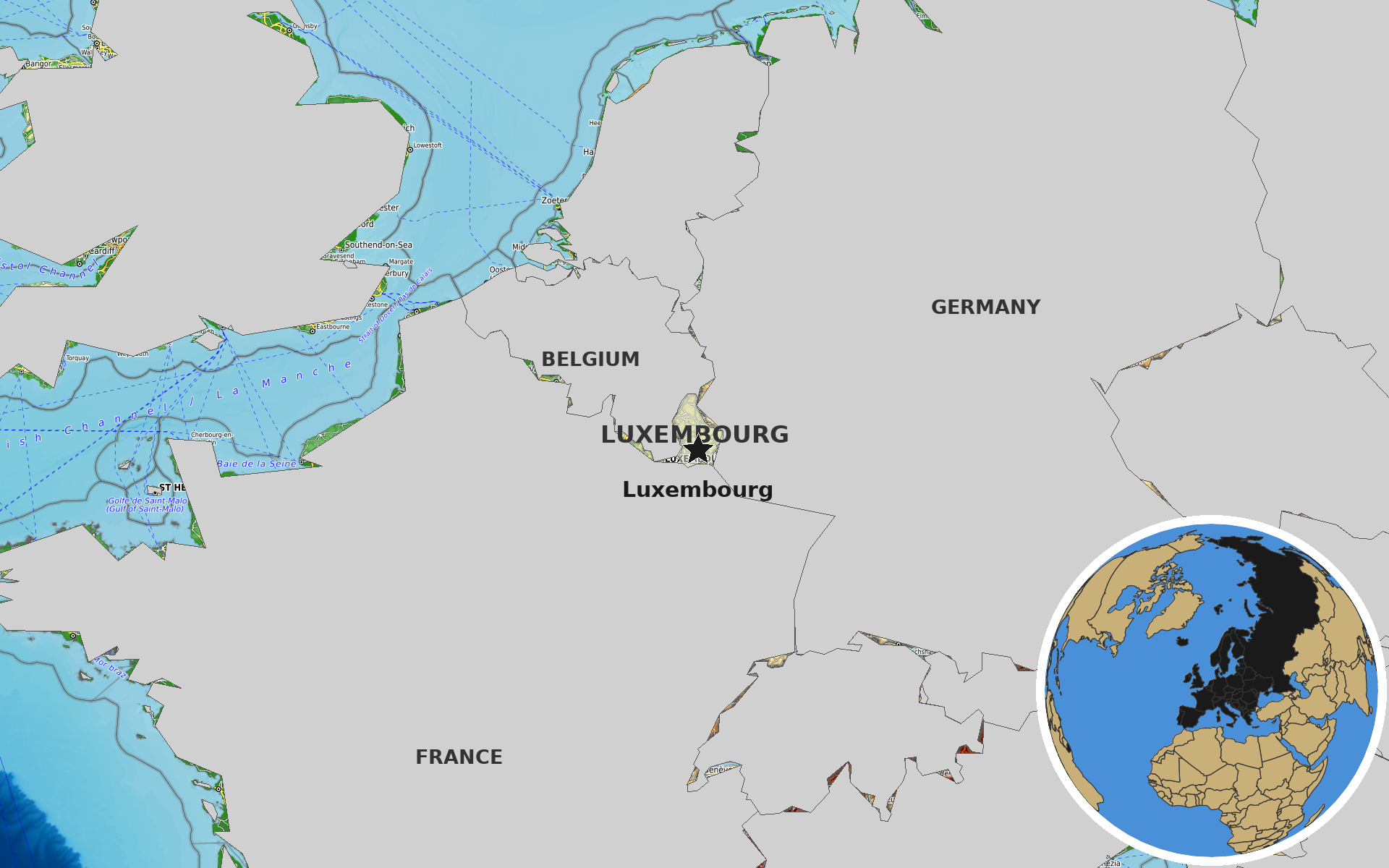 OpenTopoMap / Natural Earth - Luxembourg